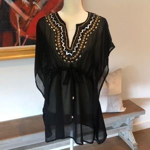 Black beaded coverup, S